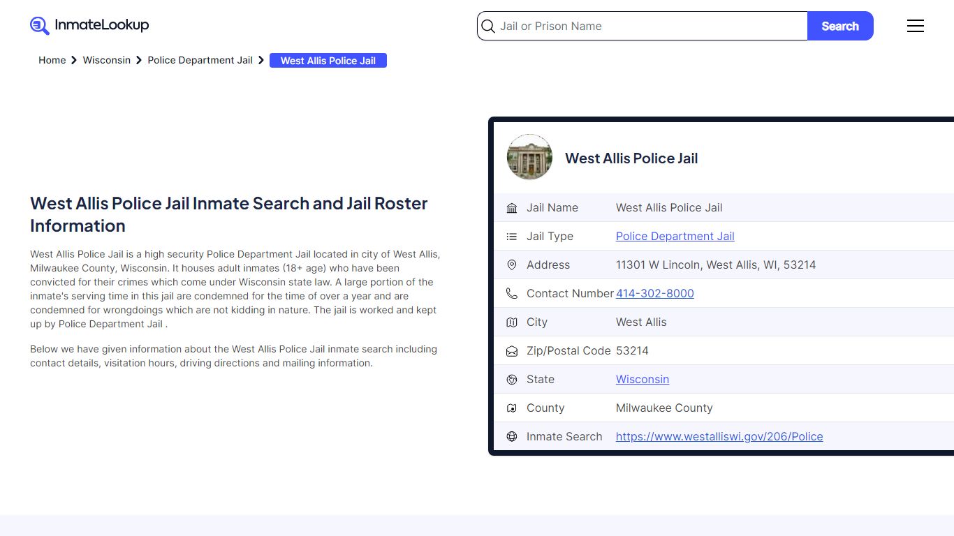 West Allis Police Jail Inmate Search - Inmate Lookup