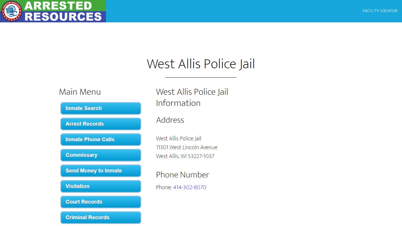 West Allis Police Jail - Inmate Search - West Allis, WI